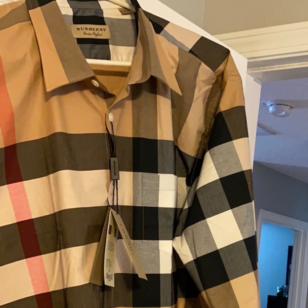 Burberry Men's Checkered Shirt - Brown and Black